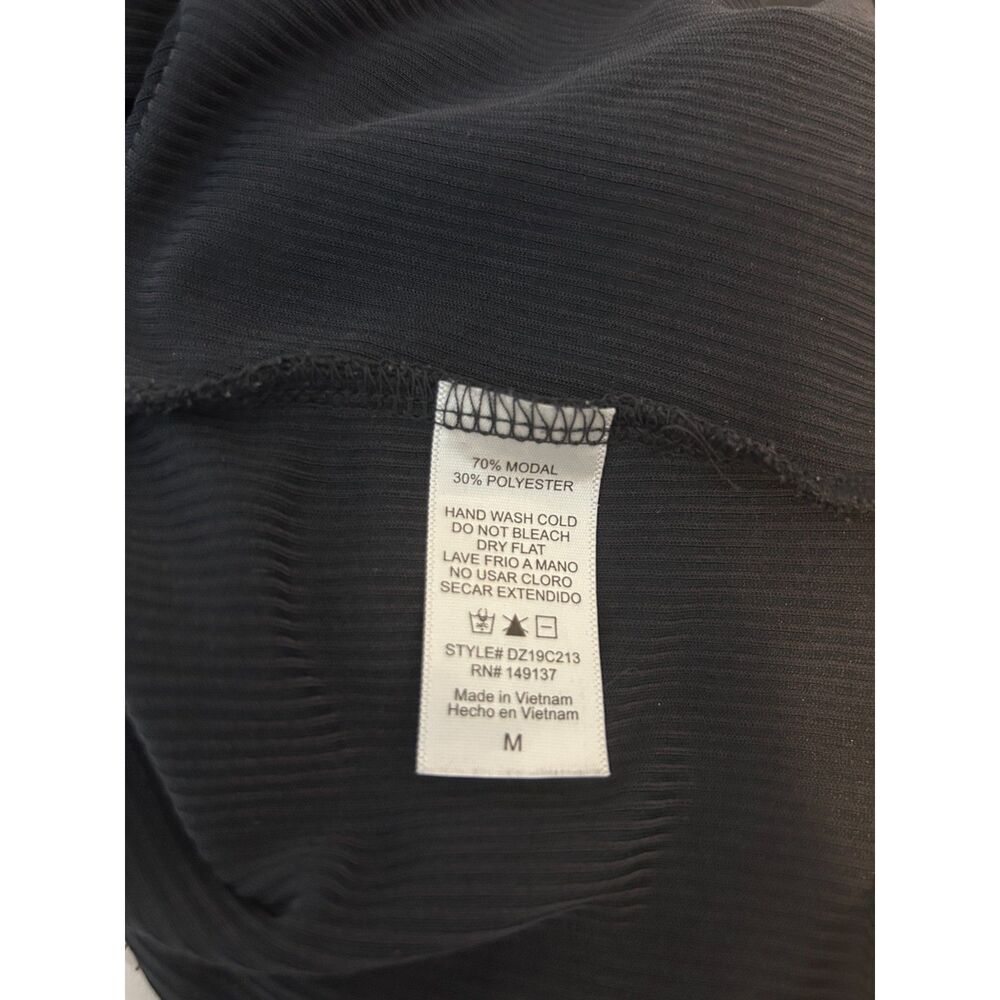 Wishful Thinking Black Ribbed Ruched Drawstring Crop Top V-Neck - Picture 5 of 5